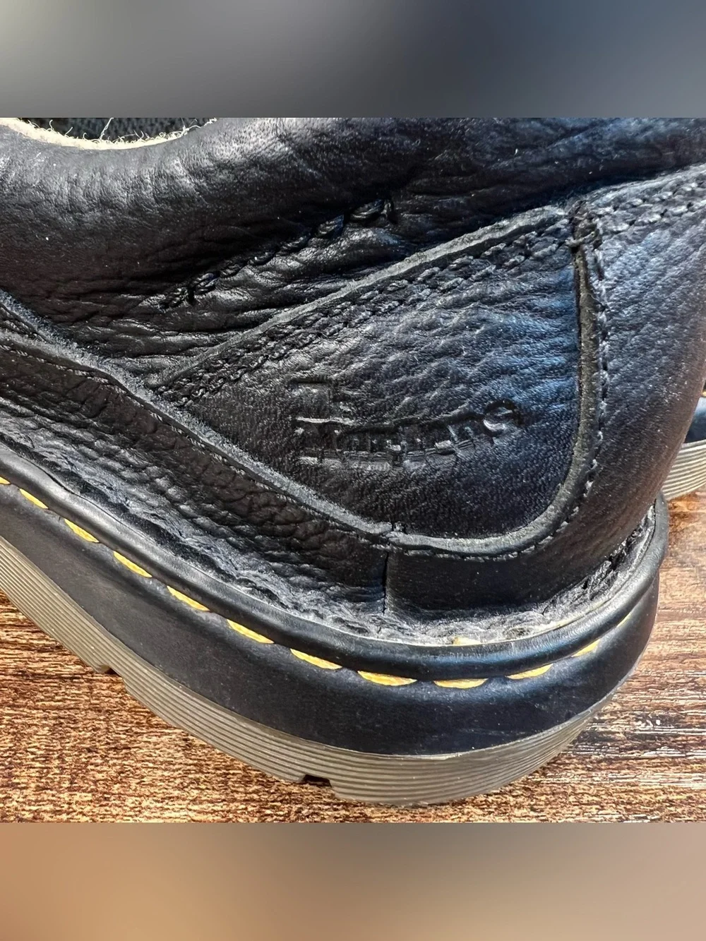 Dr. Martens Slip on Shoes Black Pebbled Leather Men's 11